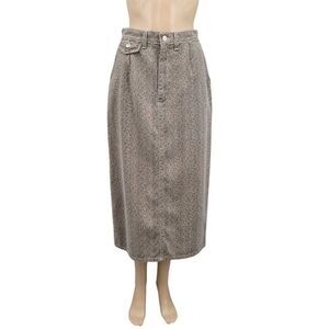 Vivaldi Jeanswear Vintage Classic Brown Herringbone Denim Midi Skirt 80s